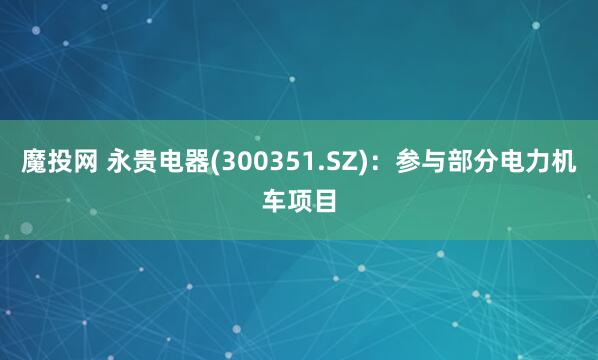 魔投网 永贵电器(300351.SZ)：参与部分电力机车项目